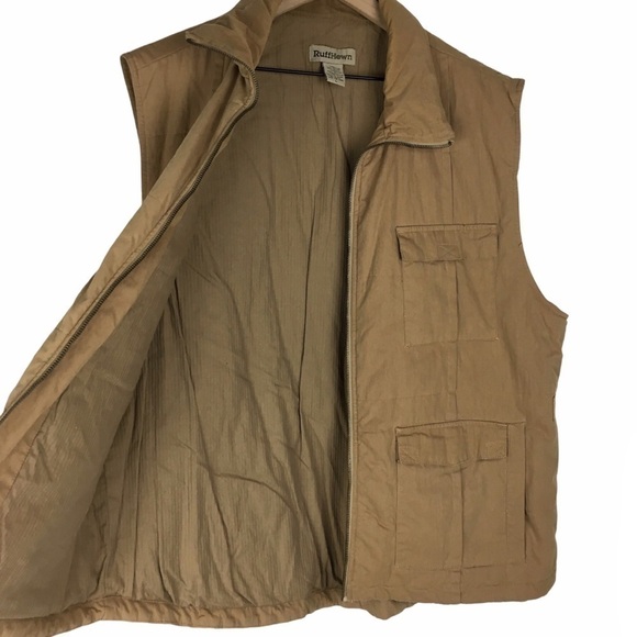 RUFF HEWN Vest Insulated Utility Ranchwear Outdoor Hunting Tan Full Zip Large - Picture 6 of 11